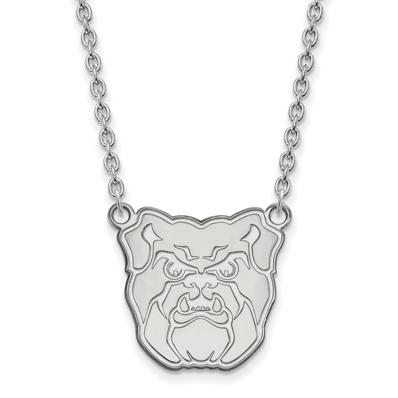 Sterling Silver Butler U Large Bulldog Pendant Necklace